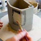 Meghan Downs at work in the YAS ceramics starter studio at Manor Oaks in Sheffield 2017